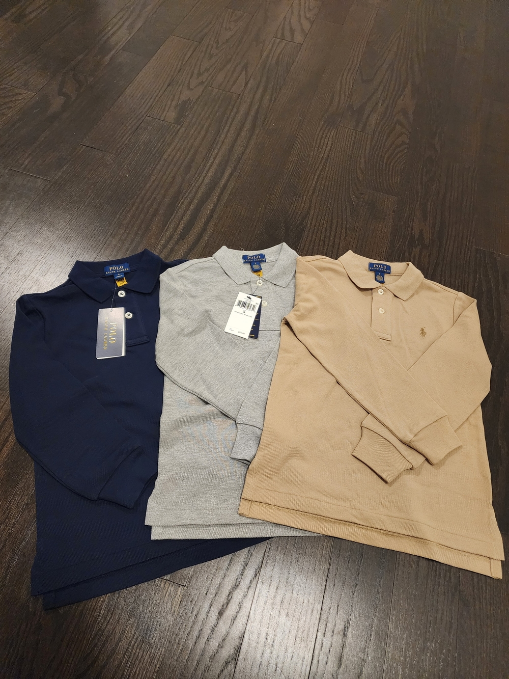 Polo by Ralph Lauren Boys’s Long-Sleeve Polo Shirt - Navy, Gray, Khaki